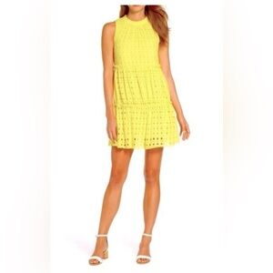 Lilly Pulitzer Indira swim mini dress Bright Yellow size M eyelet fabric halter